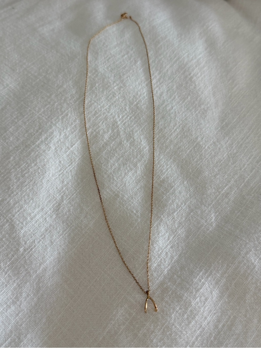 Gold Wishbone Pendant Necklace - Women's Jewelry